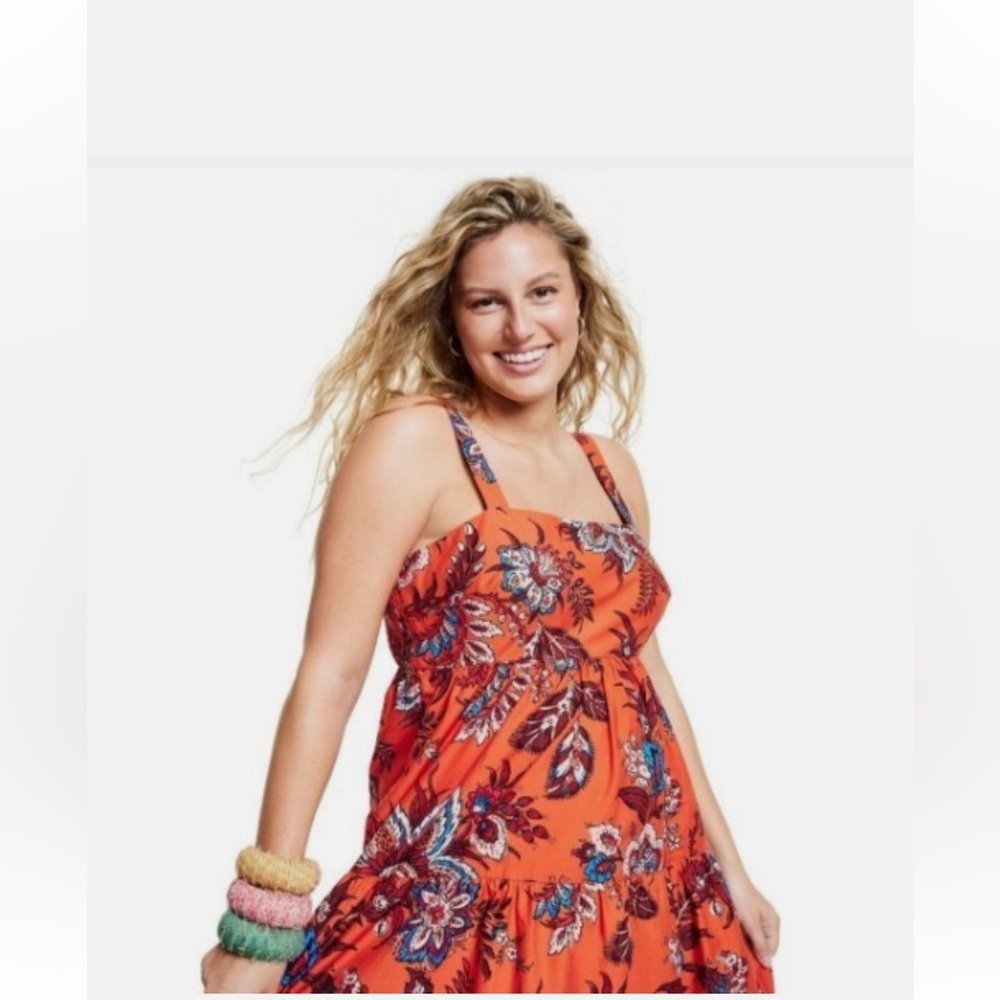 RHODE Orange Floral Midi Dress 🍊